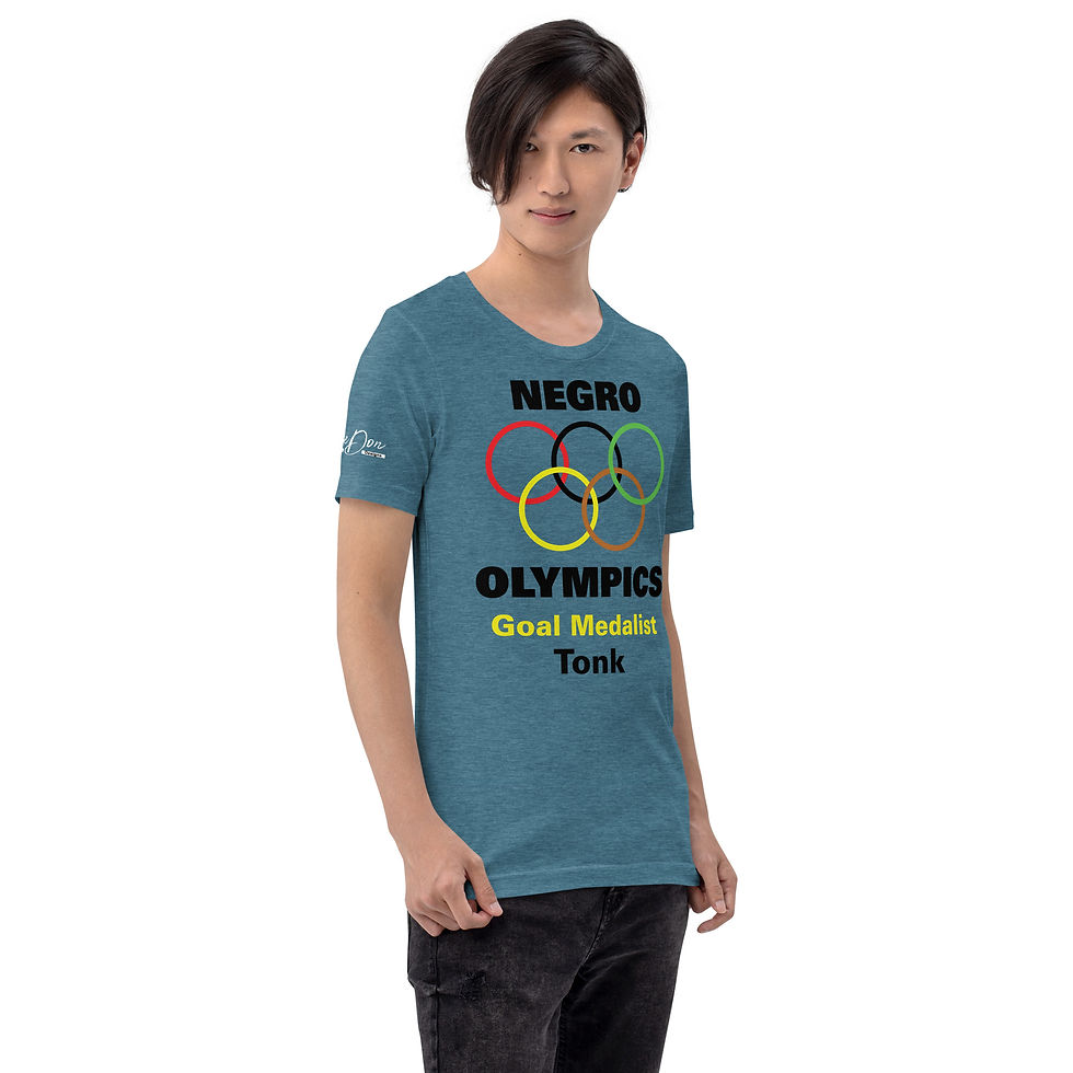 Thumbnail: Zaedons Mens T Shirt Bright Tones Negro Olympics Tonk Gold Print