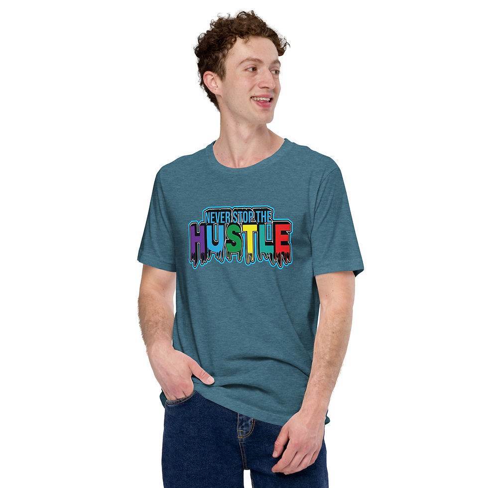 Thumbnail: Mens T Shirt Bright Tones Never Stop Print Zaedons Streetwear