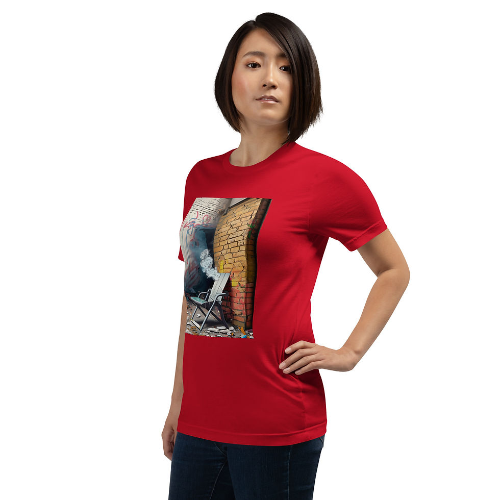 Thumbnail: Zaedons Womens T Shirt Dark Tones Alabama Riverboat Brawl Chair Print