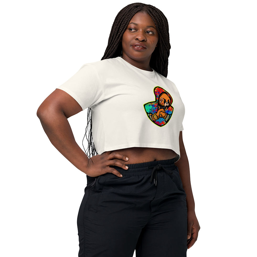 Thumbnail: Zaedons Womens Crop Top Hustle Bear Print