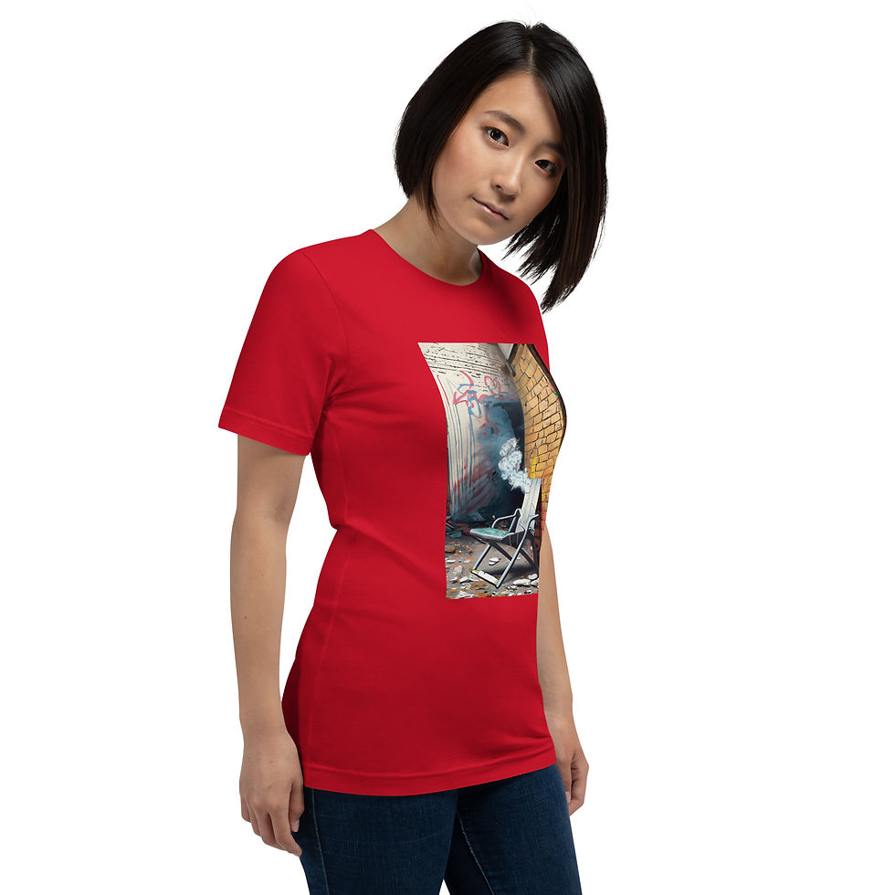 Thumbnail: Zaedons Womens T Shirt Dark Tones Alabama Riverboat Brawl Chair Print