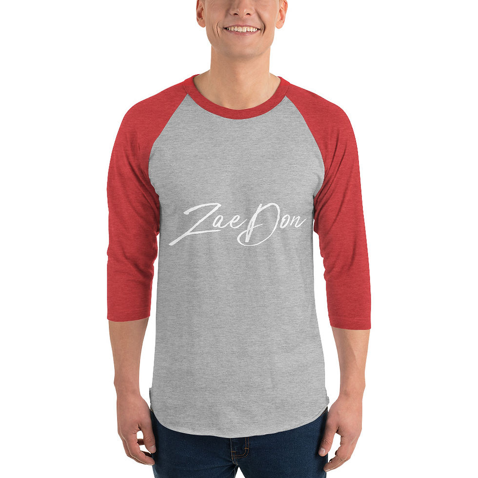 Thumbnail: Zaedons Mens 3 Quarter Sleeve T Shirt White ZaeDon Print