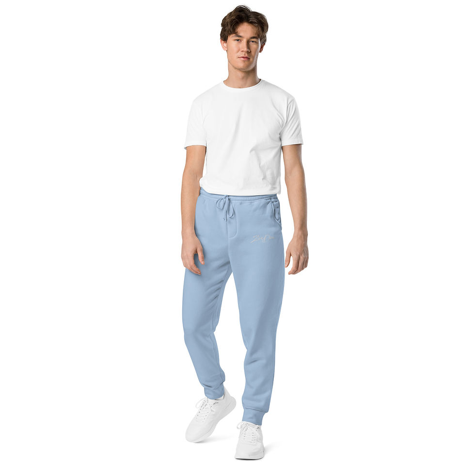 Thumbnail: Zaedons Mens Sweatpants Pigment Dyed White ZaeDon Embroidered Logo Pigment Dyed White Sweatpants with Signature Logo Mens