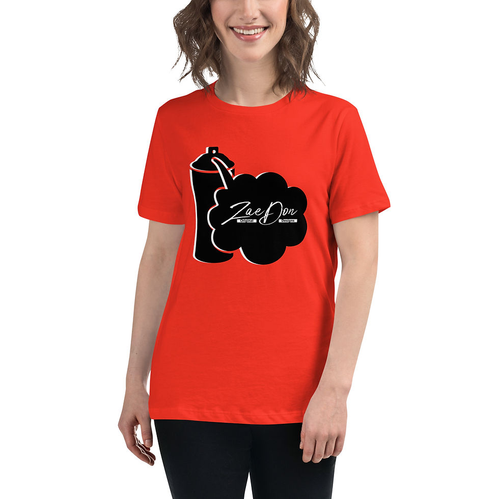 Thumbnail: Zaedons Womens T Shirt Darks Relaxed ZaeDon White Print