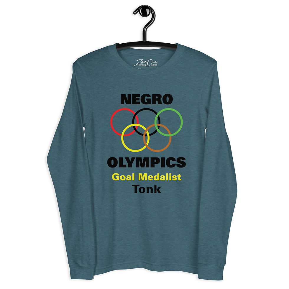 Thumbnail: Zaedons Womens Long Sleeve T Shirt Negro Olympics Tonk Gold Print