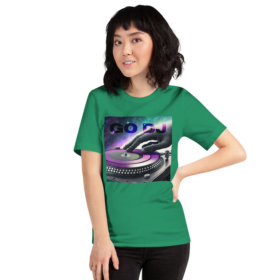 Thumbnail: Zaedons Womens T Shirt Bright Tones Go DJ Print