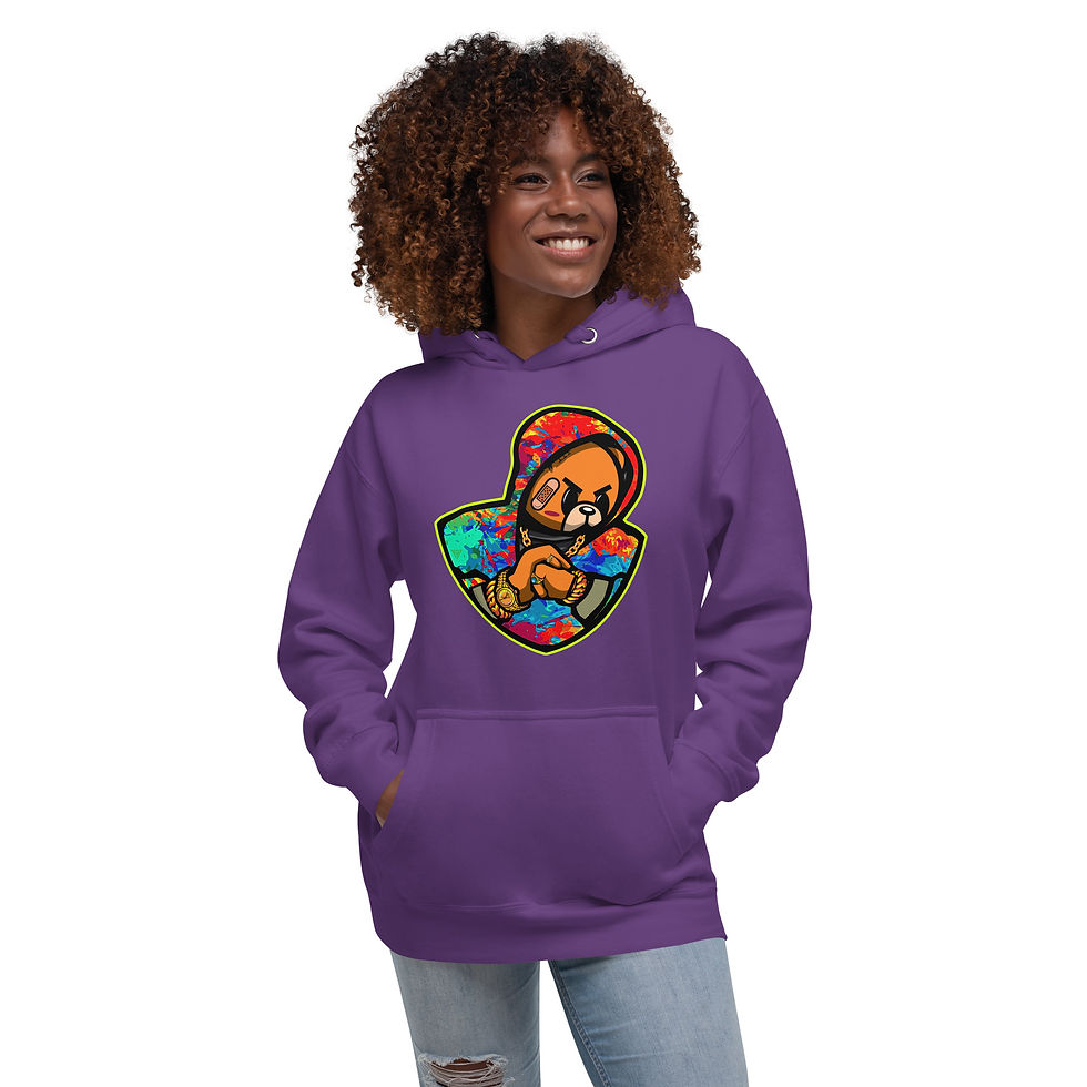 Thumbnail: Zaedons Womens Hoodie Premium Hustle Bear Print