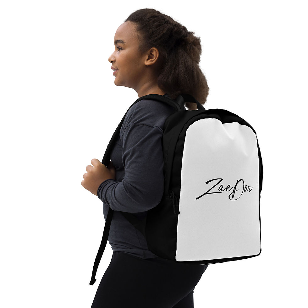 Backpack Minimalist Black Zaedon Print streetwear laptop bag accessory