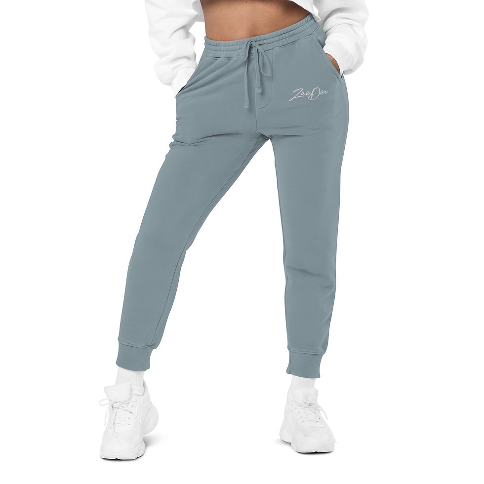 Thumbnail: Zaedons Womens Pigment Dyed Sweatpants White Zaedons Signature Embroidered