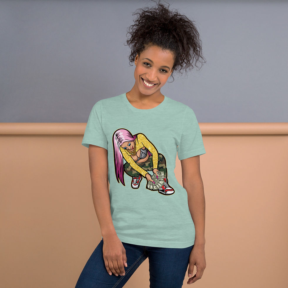 Thumbnail: Women’s Light Tones Hustle Shawty Print T Shirt