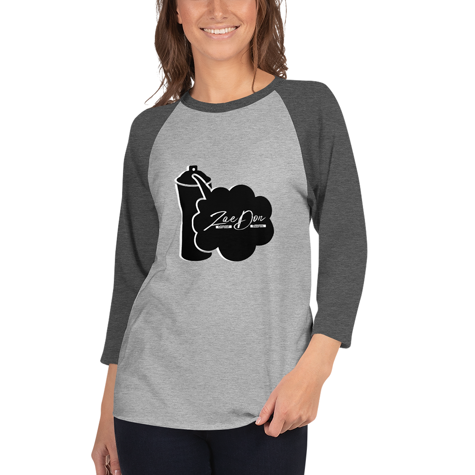 Thumbnail: Zaedons Womens 3 Quarter Sleeve T Shirt White Spray Paint ZaeDon Print