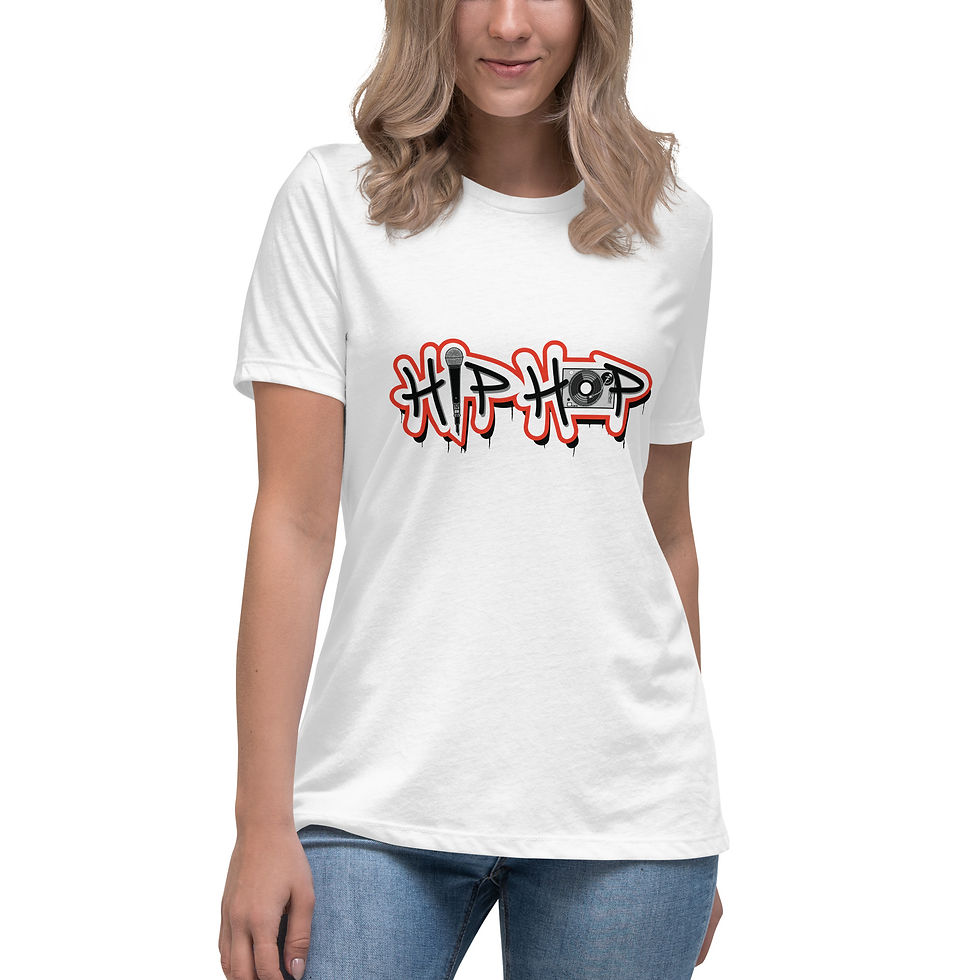 Zaedons Womens T Shirt Relaxed Hip Hop Print