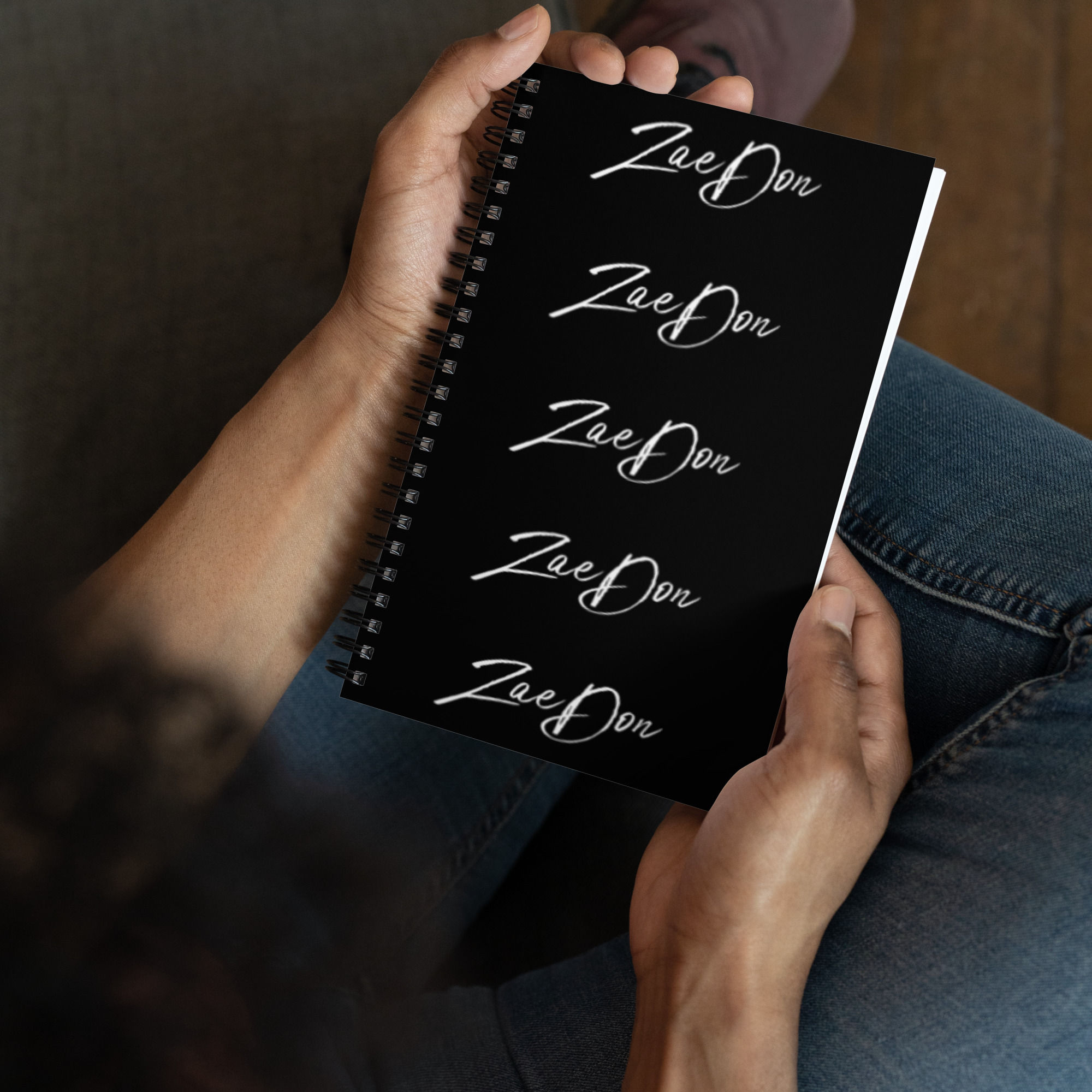Spiral Notebook Black White ZaeDon Repeat Logo