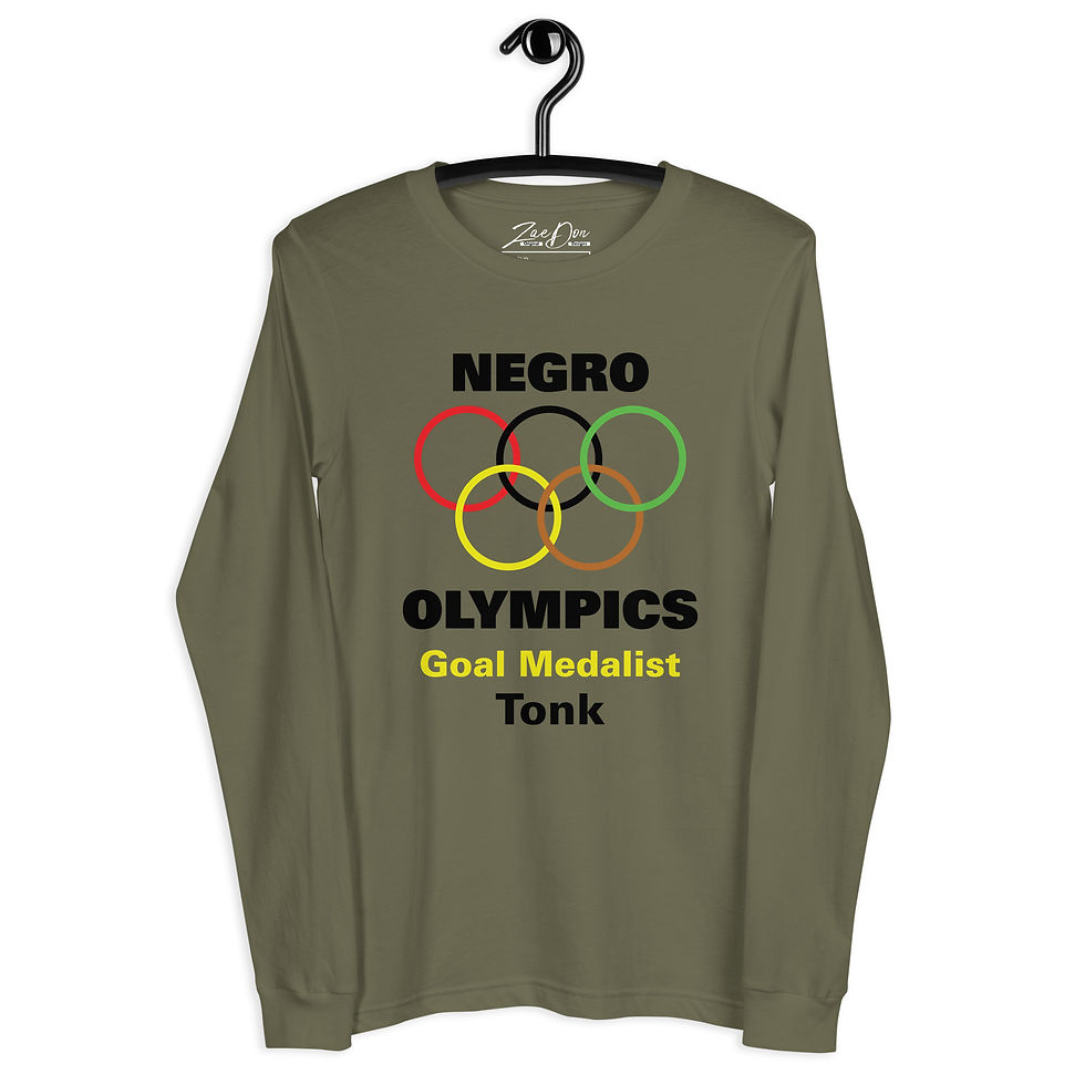 Thumbnail: Zaedons Womens Long Sleeve T Shirt Negro Olympics Tonk Gold Print