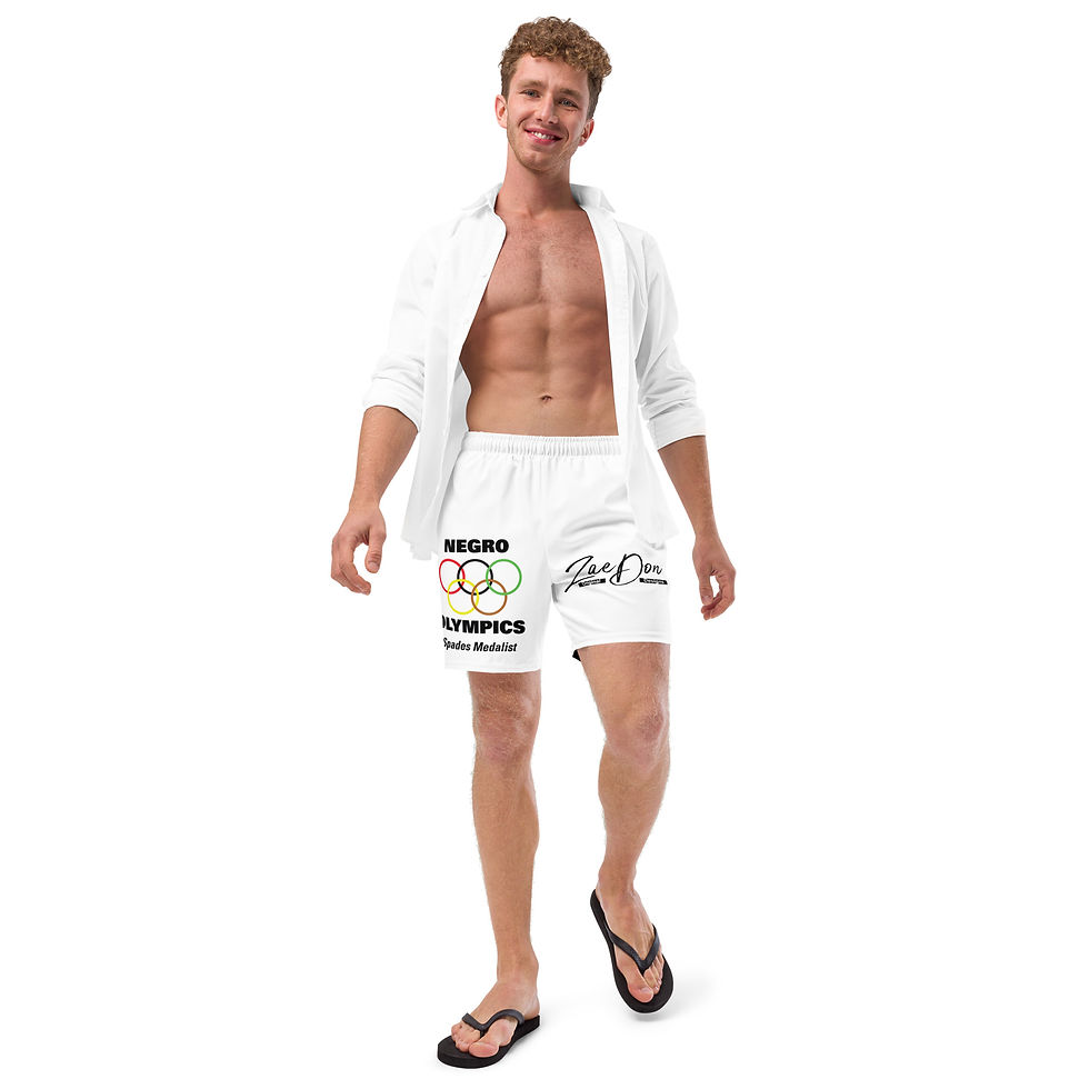 Thumbnail: Swim Trunks Black Mens Recycled Negro Olympics Spades Print