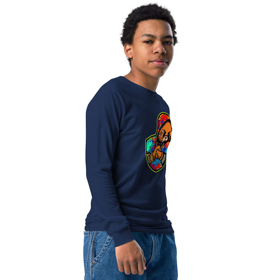 Thumbnail: Kids long sleeve T-shirt with Hustle Bear print streetwear tee