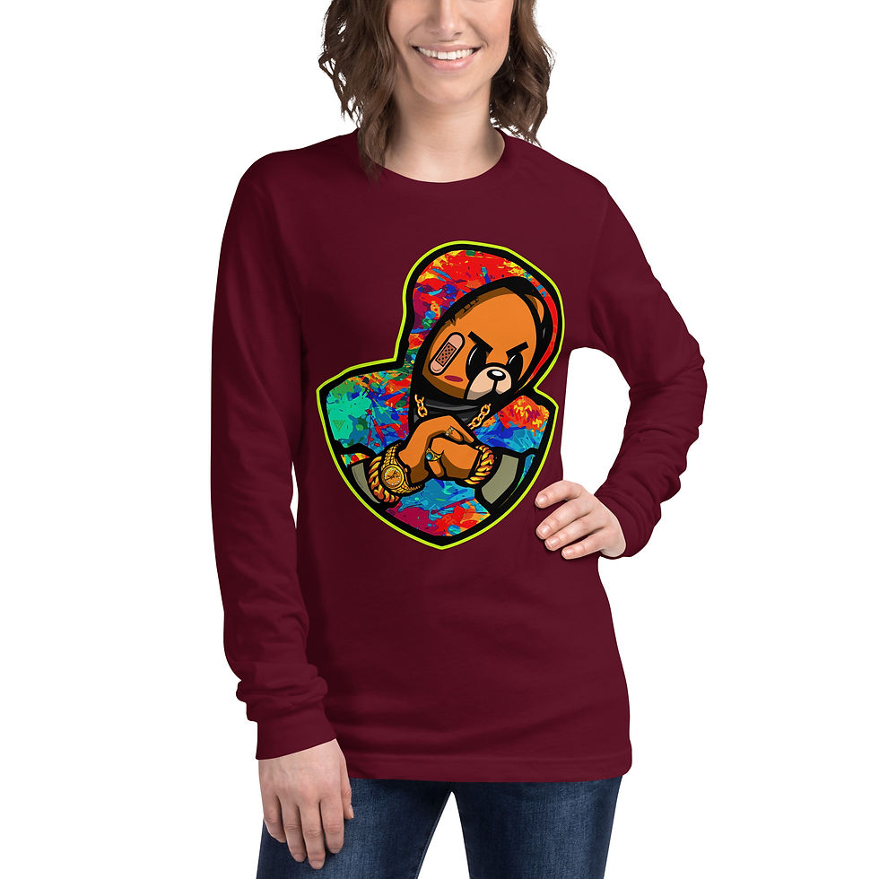 Thumbnail: Zaedons Womens Long Sleeve T Shirt Hustle Bear Print