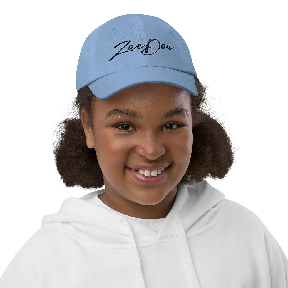 Thumbnail: Baseball Hat Youth Black ZaeDon Embroidered Zaedons