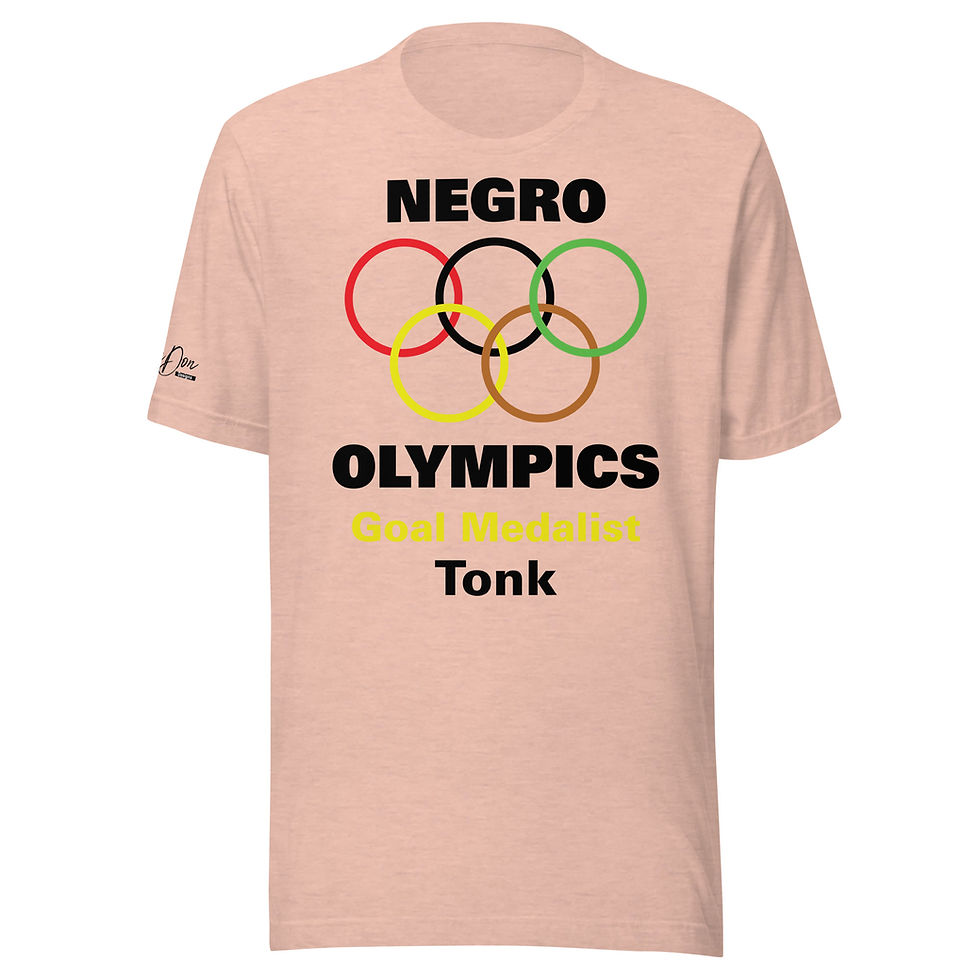 Thumbnail: Zaedons Mens T Shirt Light Tones Negro Olympics Tonk Gold Print