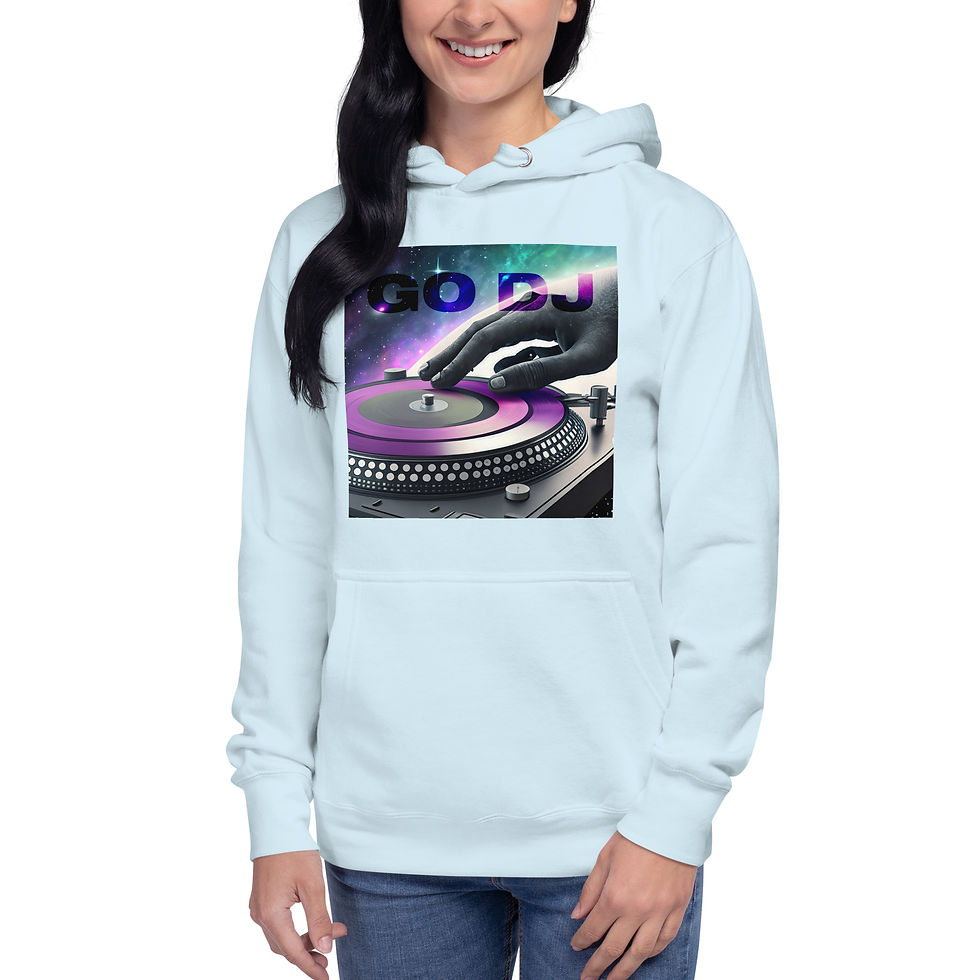 Thumbnail: Zaedons Womens Hoodie Crop Go DJ Print
