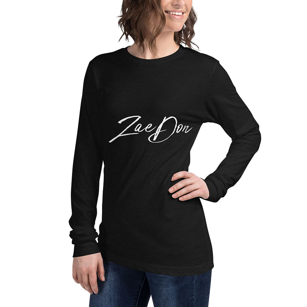 Zaedons Womens Long Sleeve T Shirt Dark Colors Long Sleeve White ZaeDon Print