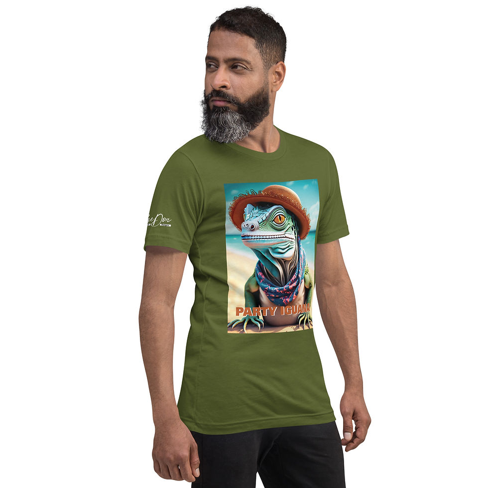 Thumbnail: Zaedons Mens T Shirt Bright Tones Party Iguana Print