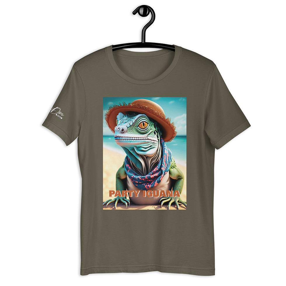 Thumbnail: Zaedons Mens T Shirt Dark Tones Party Iguana Print
