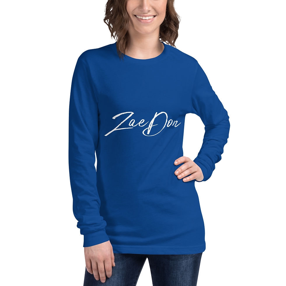 Thumbnail: Zaedons Womens Long Sleeve T Shirt Dark Colors Long Sleeve White ZaeDon Print