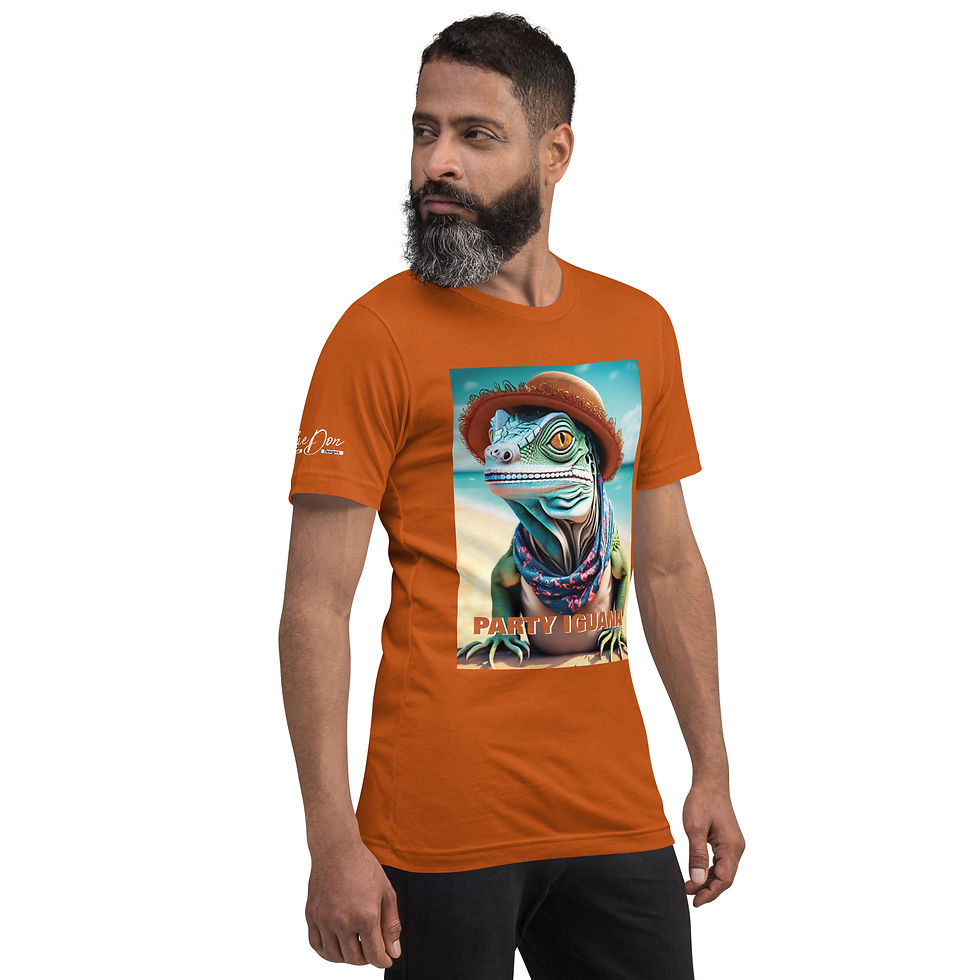 Thumbnail: Zaedons Mens T Shirt Bright Tones Party Iguana Print