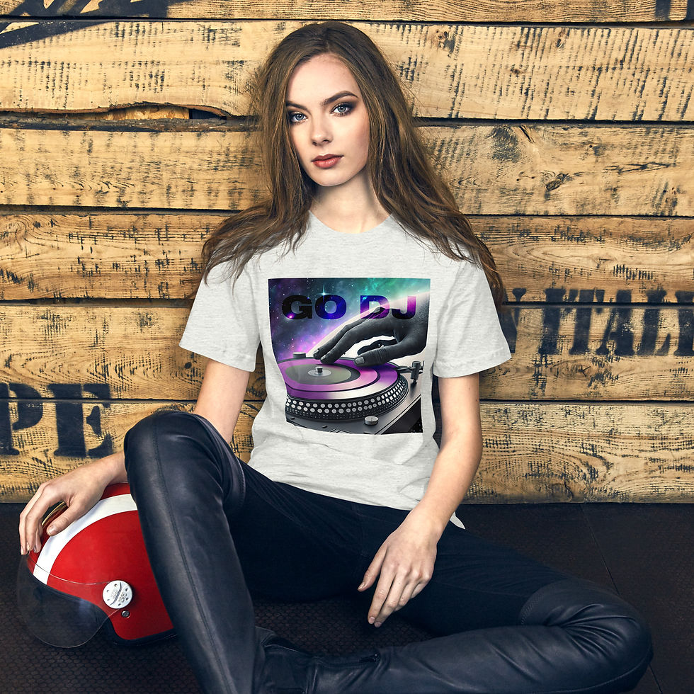 Thumbnail: Zaedons Womens T Shirt Light Tones Go DJ Print