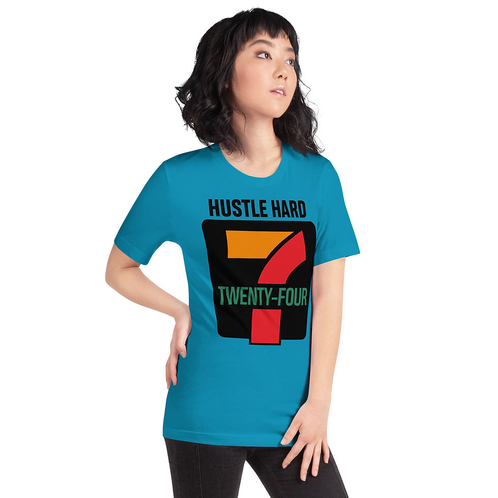 Thumbnail: Zaedons Women’s T Shirt Bright Tones Hustle 24/7 Print