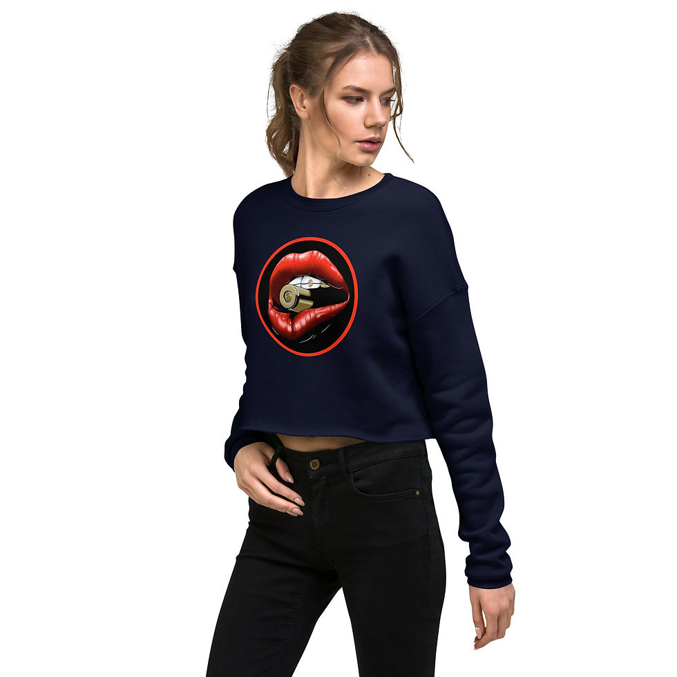 Thumbnail: Zaedons Womens Crop Sweatshirt Hot Lips Print