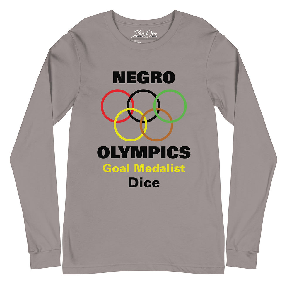 Thumbnail: Zaedons Womens Long Sleeve T Shirt Negro Olympics Dice Gold Print
