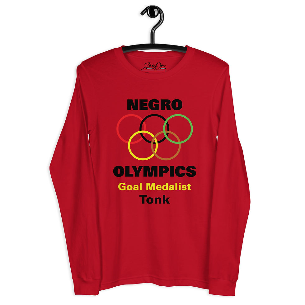 Thumbnail: Zaedons Womens Long Sleeve T Shirt Negro Olympics Tonk Gold Print