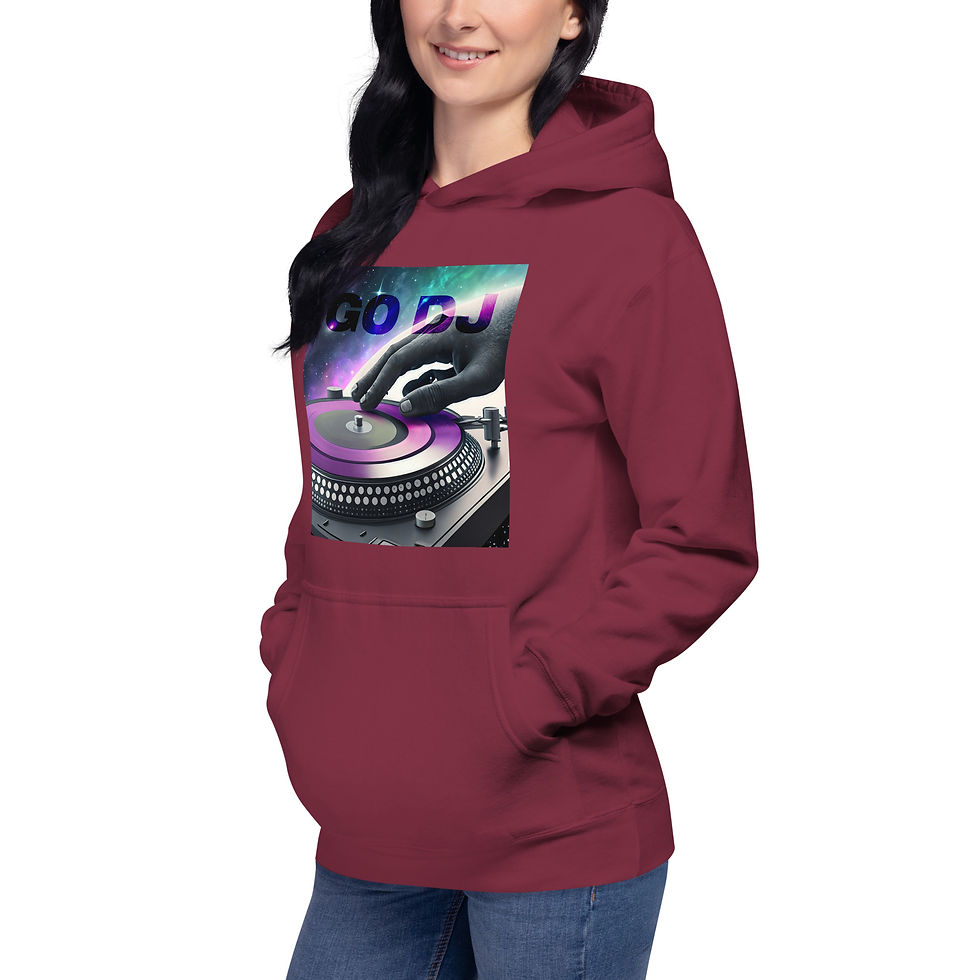 Thumbnail: Zaedons Womens Hoodie Crop Go DJ Print