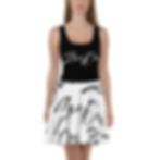 Zaedons Women’s Dress White Skater Black ZaeDon Print