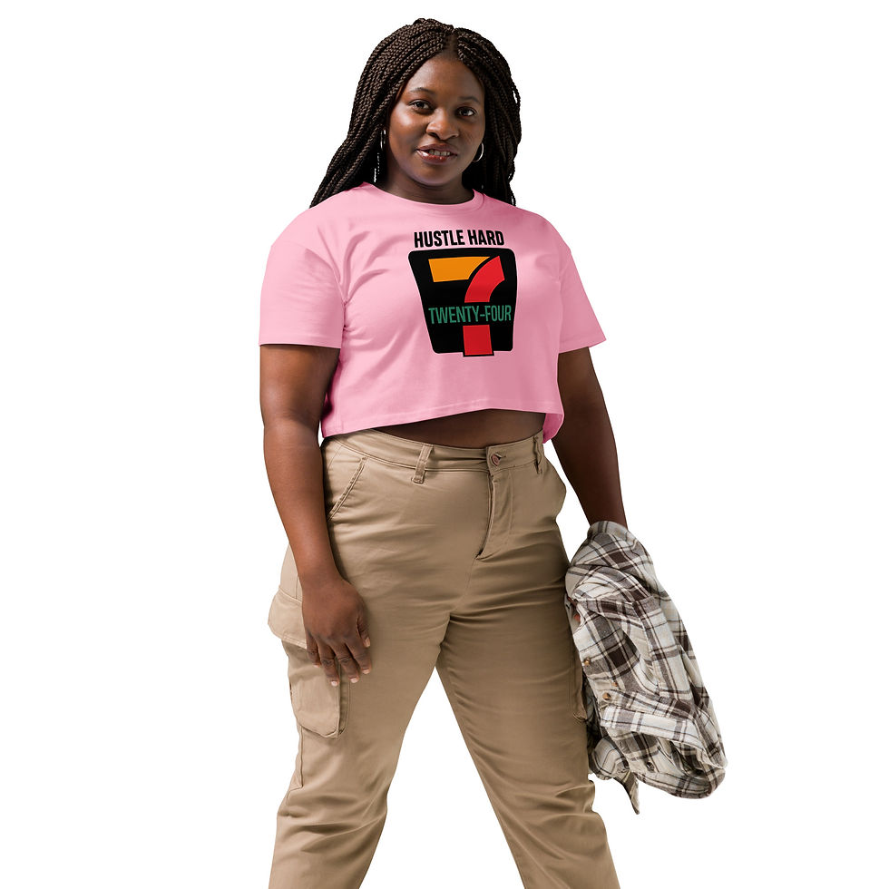 Thumbnail: Zaedons Womens Crop Top Hustle 24 7 Print