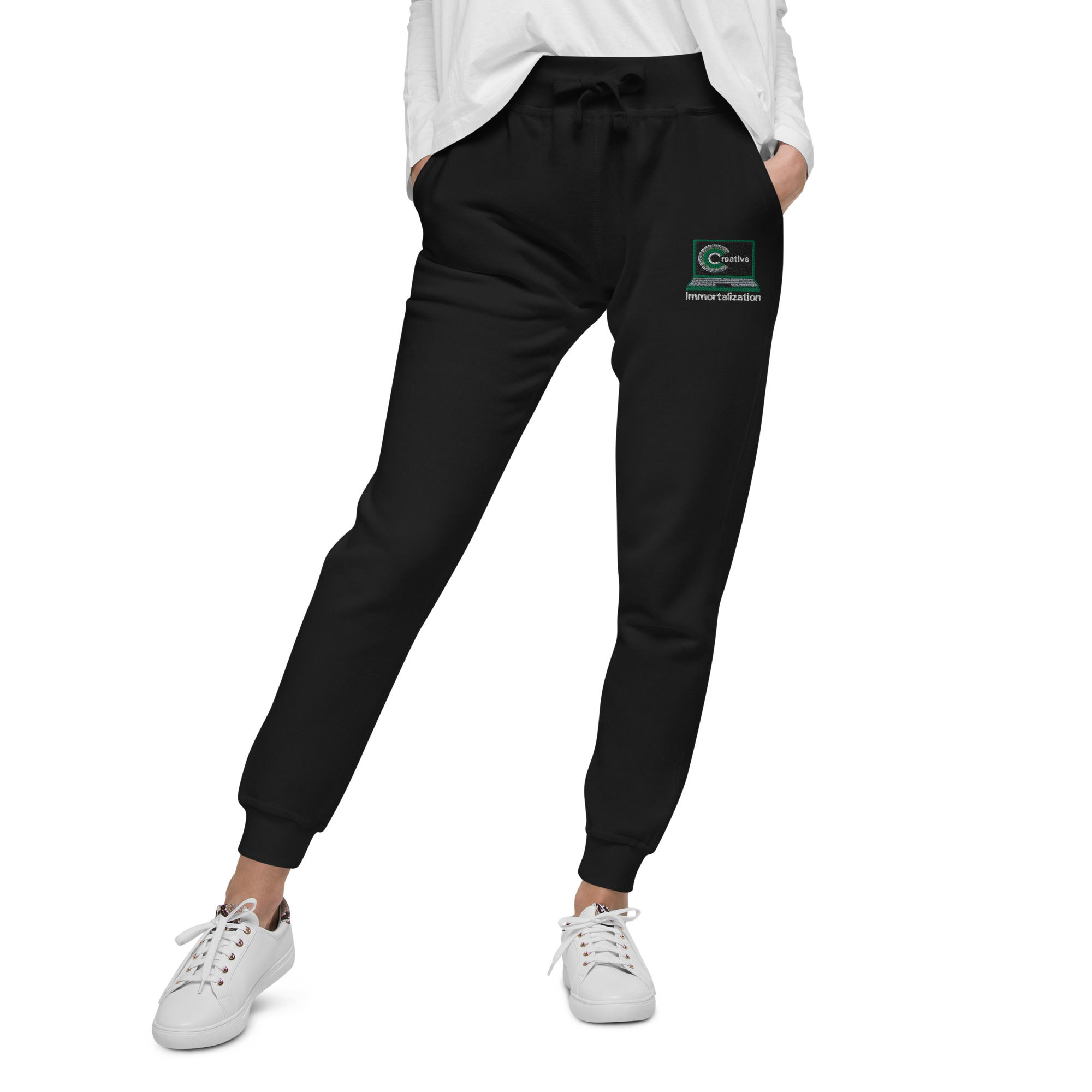 Sweatpants Womens Fleece WHT Creative Immortalization Embroidered