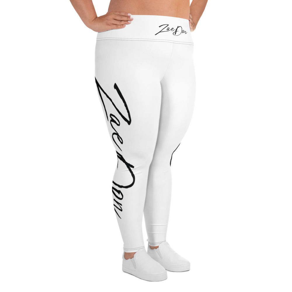 Zaedons Women Leggings White Plus Size ZaeDon Print