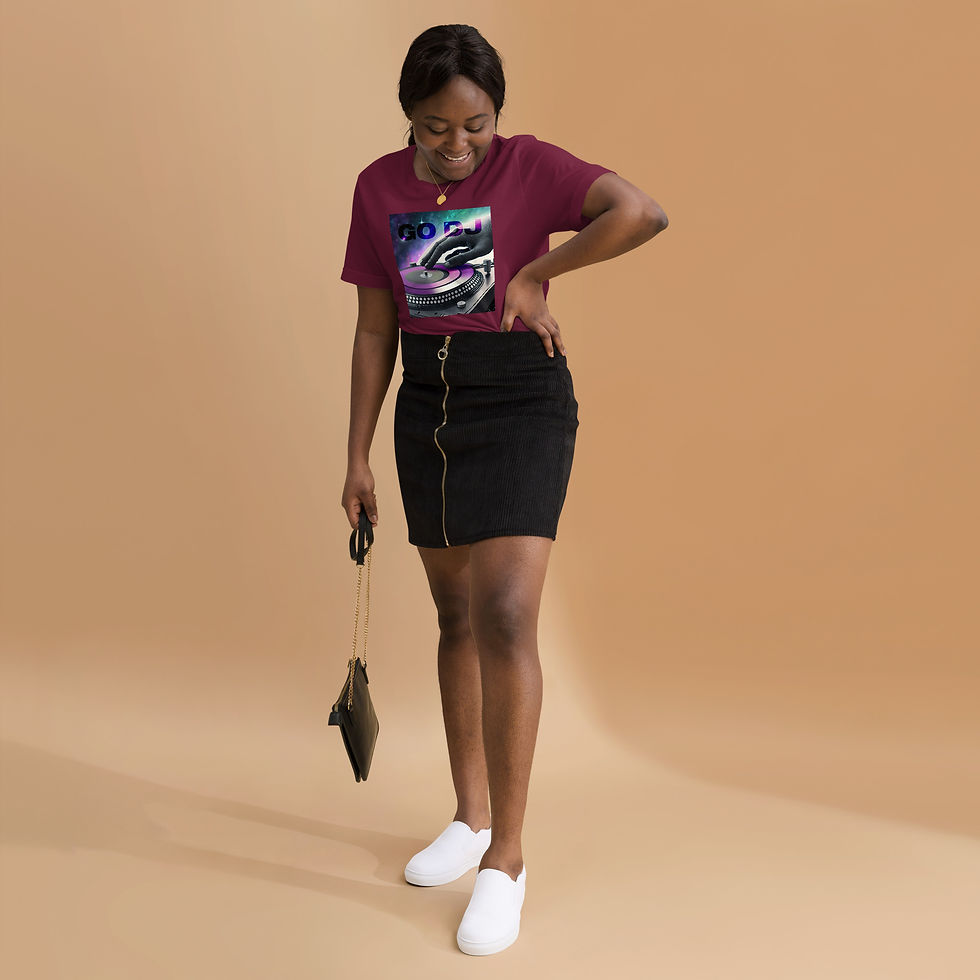 Zaedons Womens T Shirt Dark Tones Go DJ Print