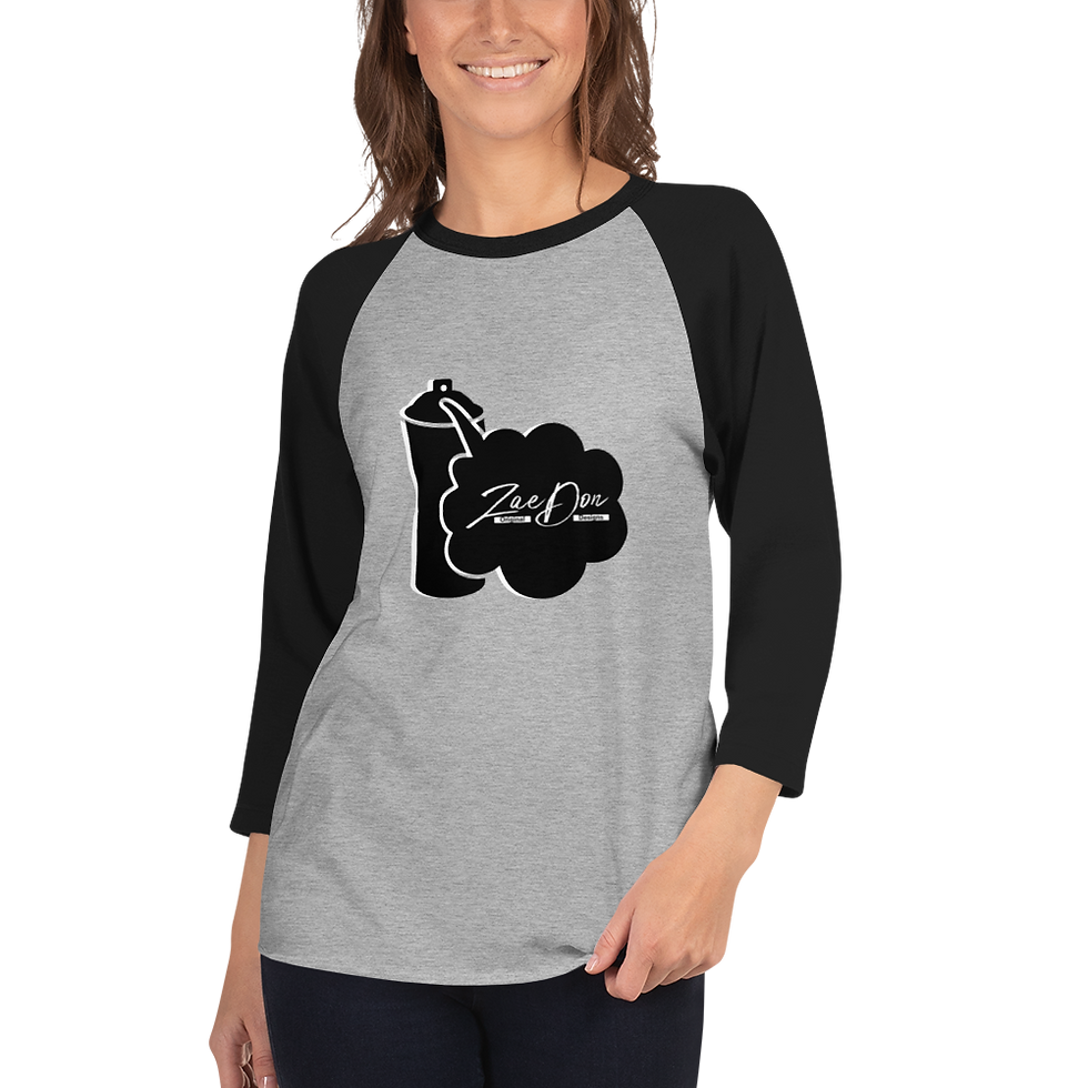Thumbnail: Zaedons Womens 3 Quarter Sleeve T Shirt White Spray Paint ZaeDon Print