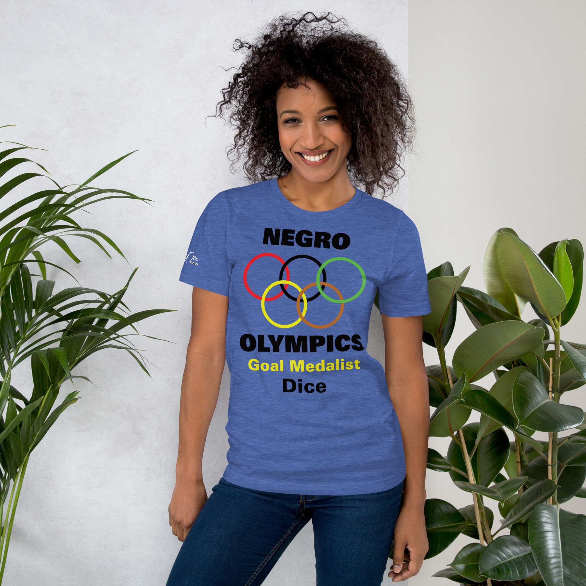 Women’s Bright Tones Negro Olympics Dice Gold Print T Shirt
