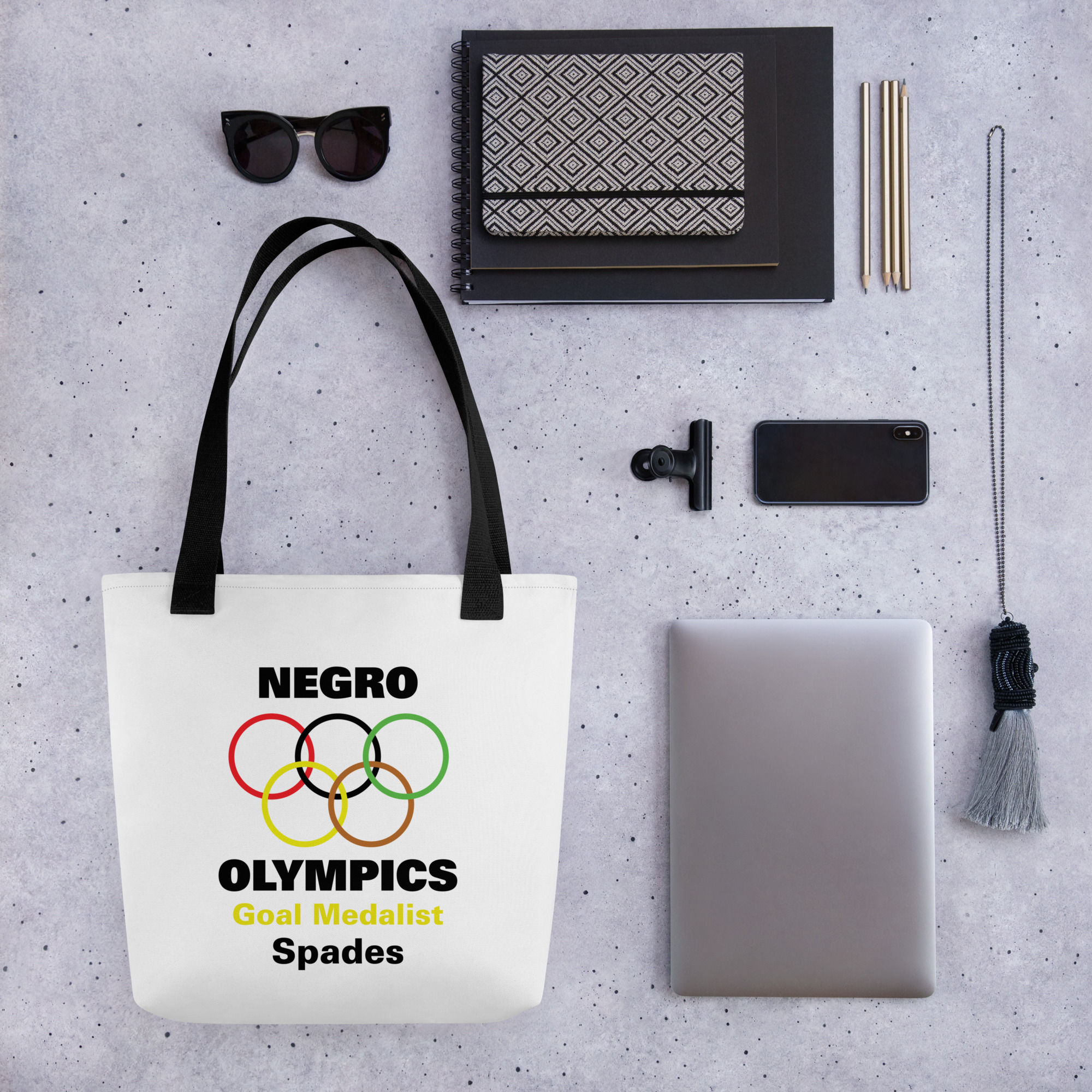 Tote Bag Negro Olympics Spades Gold Print graphic tote accessory streetwear design
