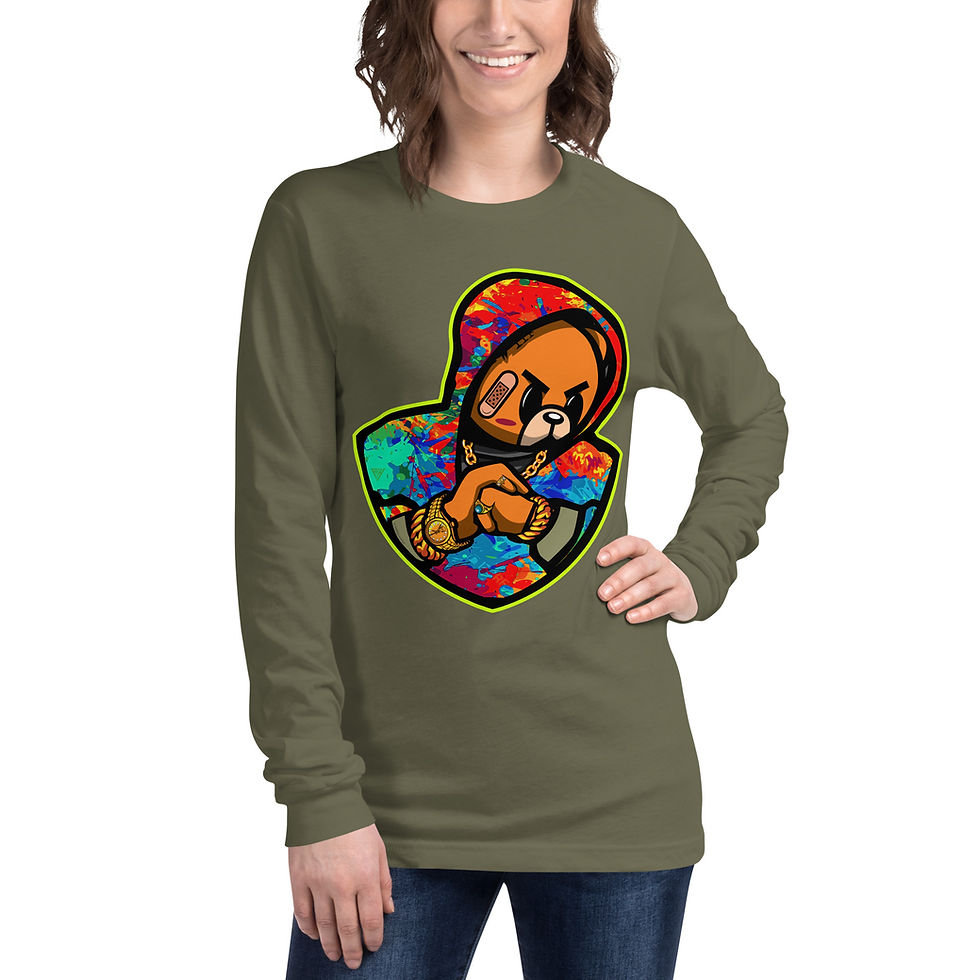 Thumbnail: Zaedons Womens Long Sleeve T Shirt Hustle Bear Print