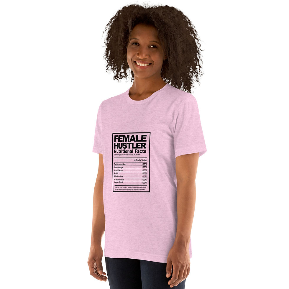 Thumbnail: Zaedons Women’s T Shirt Light Tones Female Hustler Nutrition Print