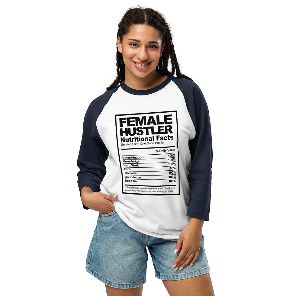 Thumbnail: Zaedons Womens 3 Quarter Sleeve T Shirt Female Hustle Nutrition Print