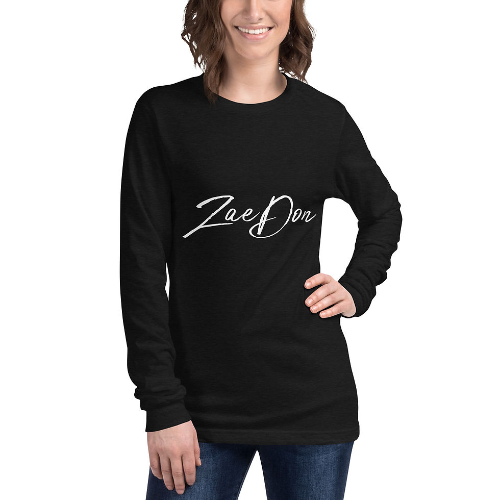 Zaedons Womens Long Sleeve T Shirt Dark Colors Long Sleeve White ZaeDon Print