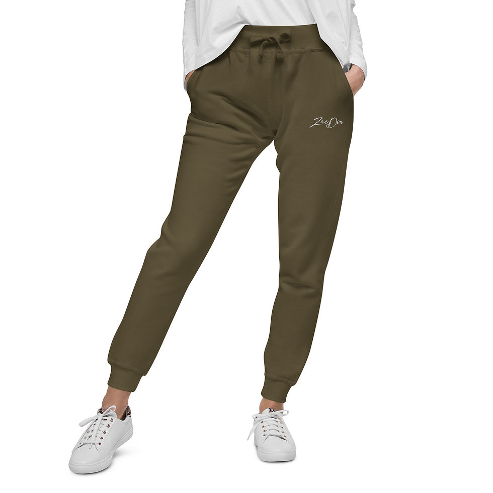 Thumbnail: Zaedons Womens Fleece Sweatpants White Zaedons Signature Embroidered