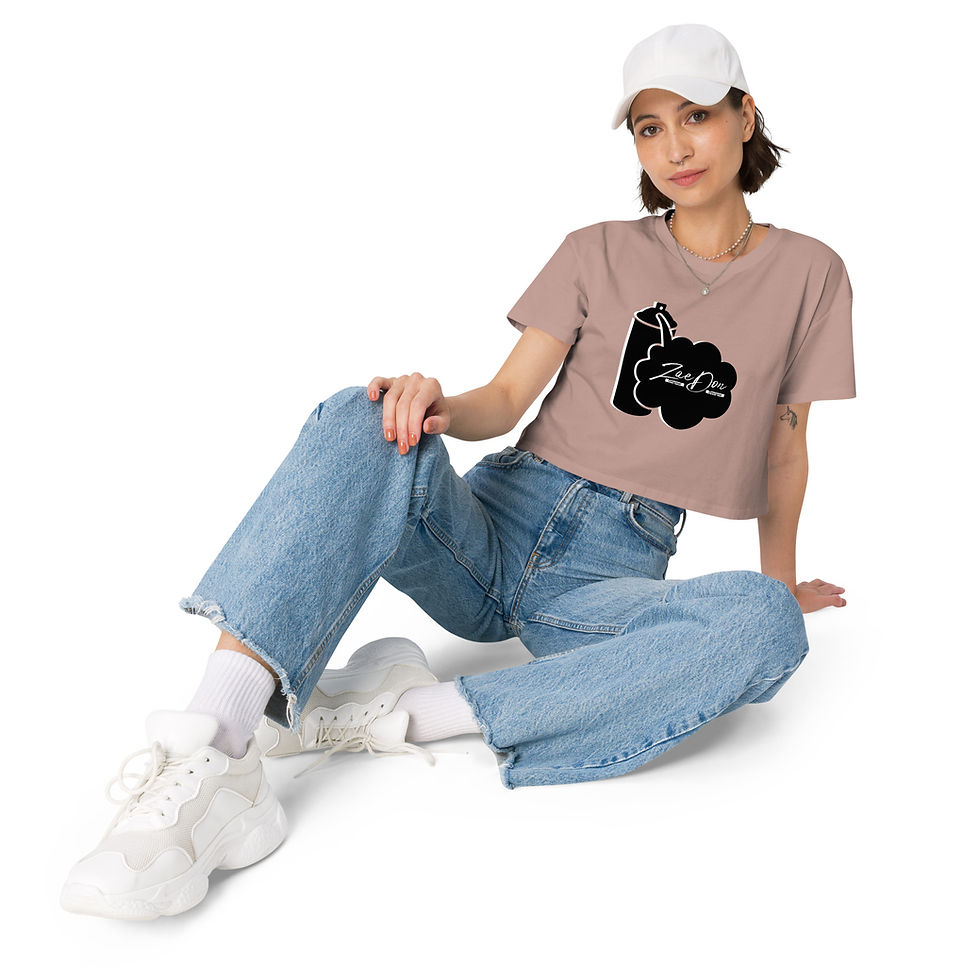 Thumbnail: Zaedons Womens Crop Top Spray Paint Darks ZaeDon White Print