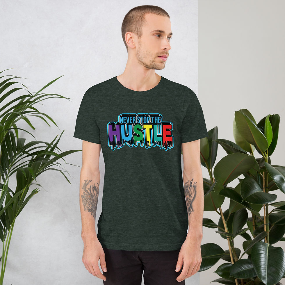 Thumbnail: Mens T Shirt Dark Tones Never Stop Print Zaedons Streetwear